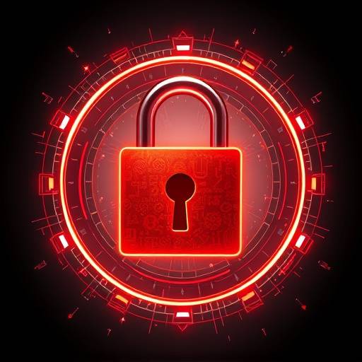 Illustration of data privacy with a lock icon surrounded by user data symbols.